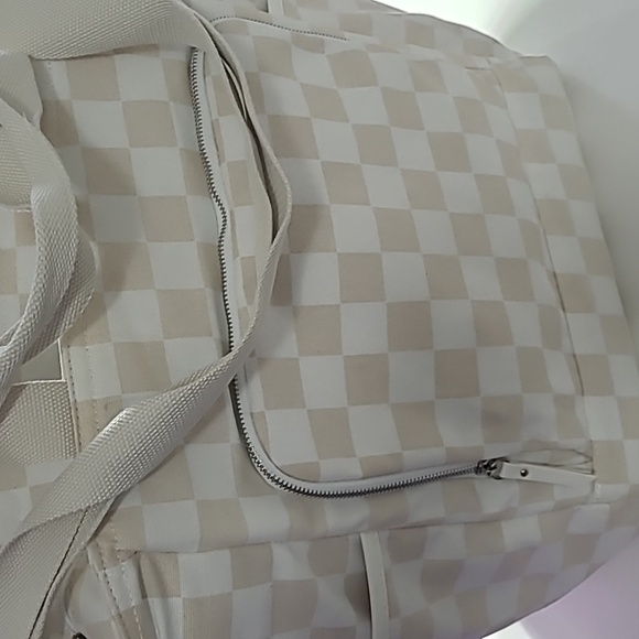 Cooler insulated Lg Bag Shell Checker Tote Adjustable Strap Zip & Pockets A/N - Picture 7 of 8